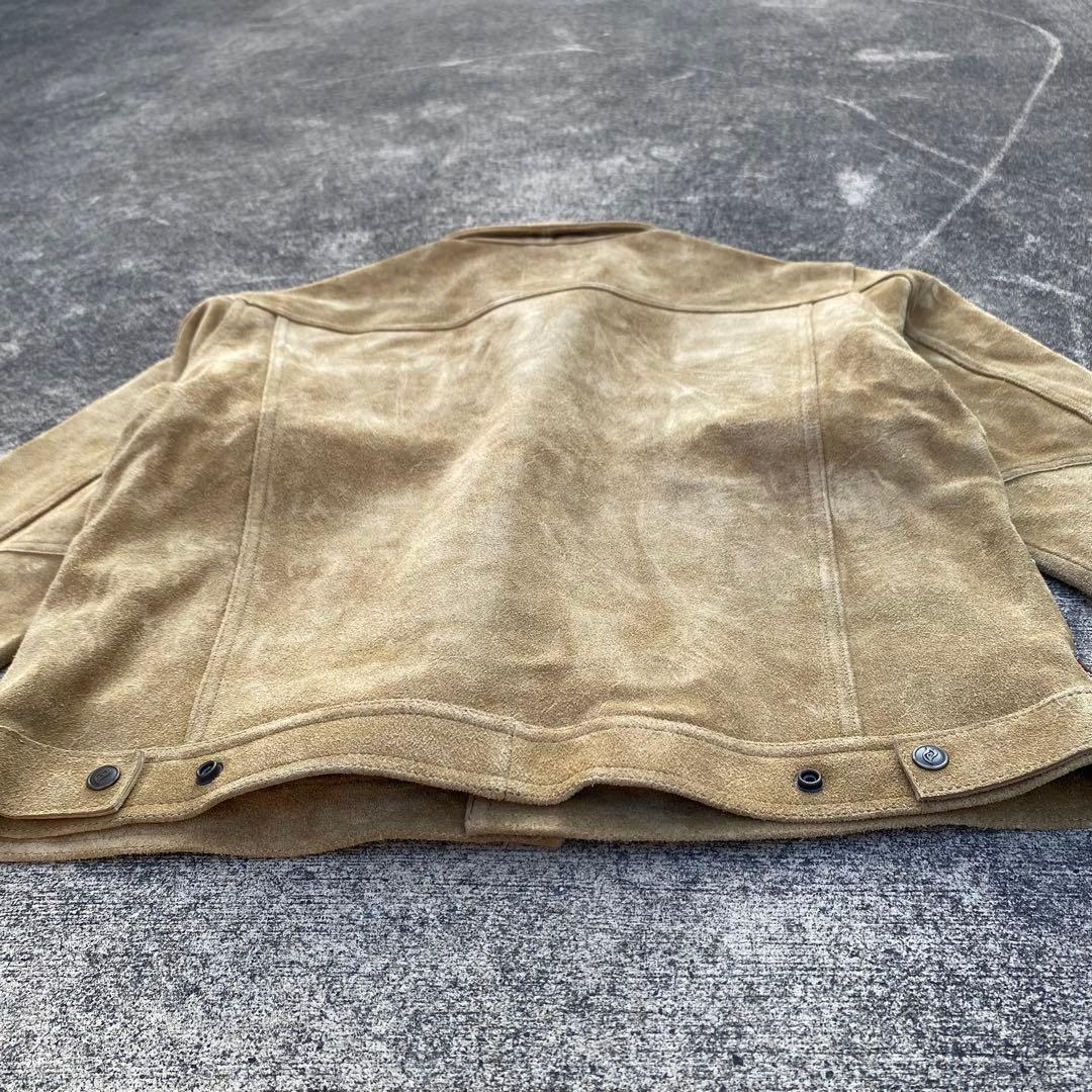 希少 キリンファイア 牛革 スウェード トラッカージャケット レザー