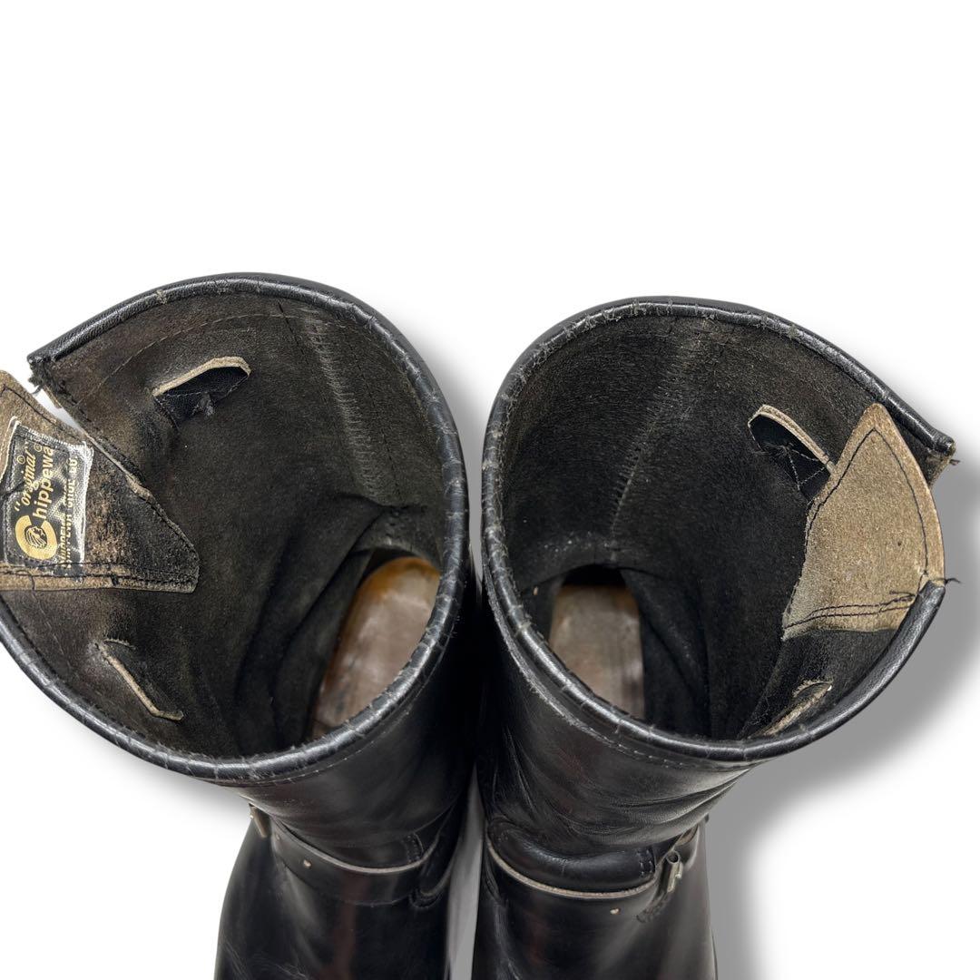 90's□Chippewa【27.0】エンジニアブーツ ブラック 黒 廃盤モデル