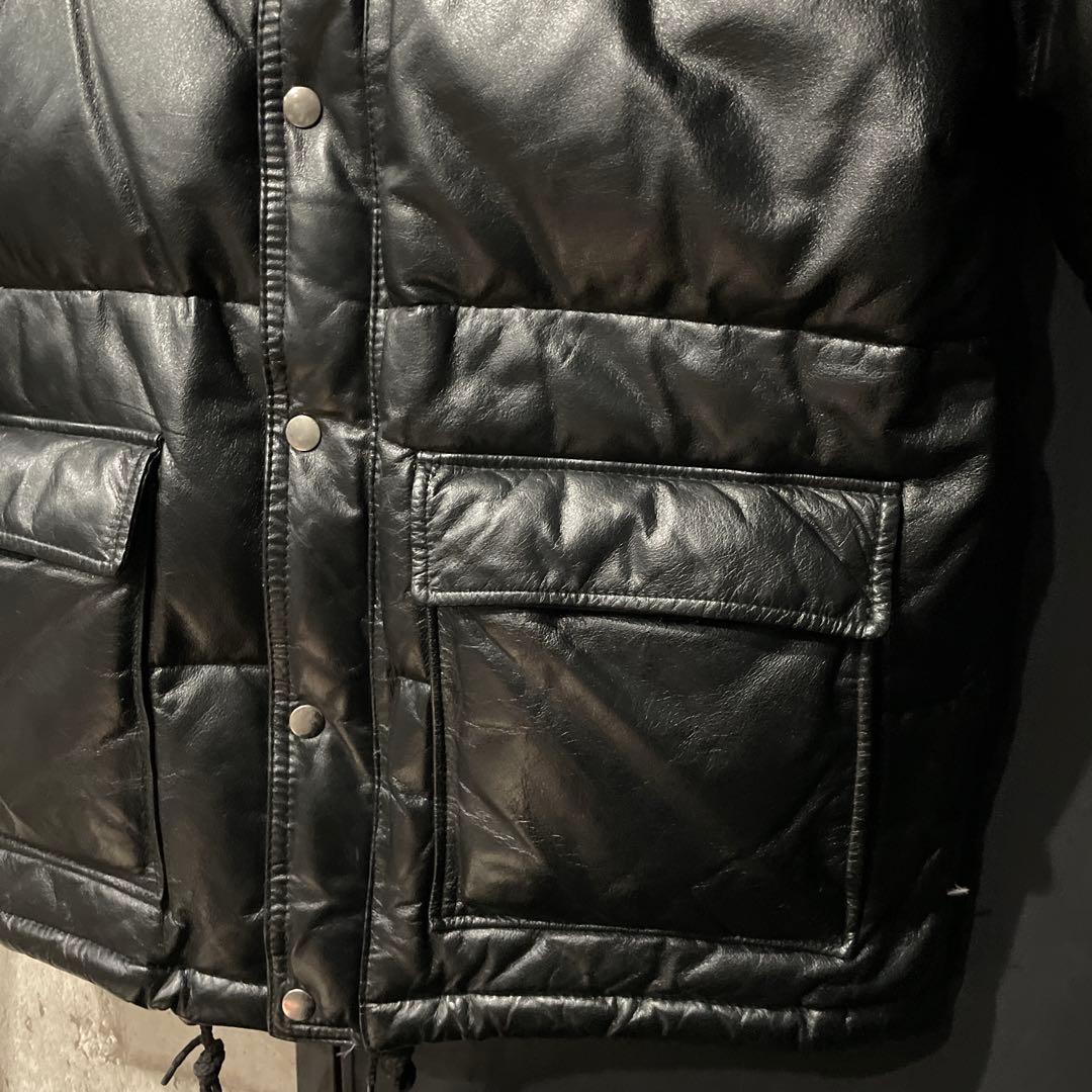 90s FREEDOM レザーダウンジャケット ブラック TALONジップ 牛革