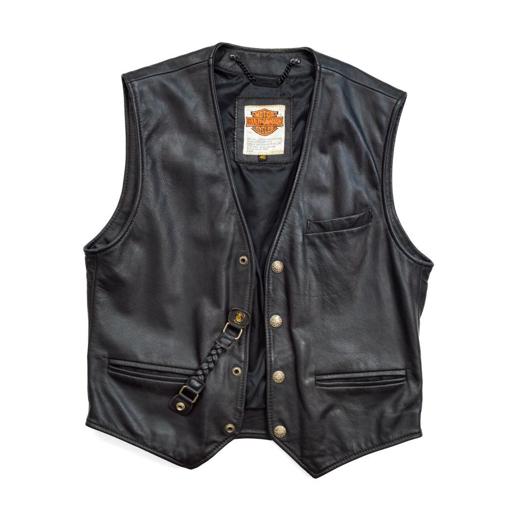 Harley-Davidsonハーレーダビッドソン 本革レザーベスト L黒 - メルカリ