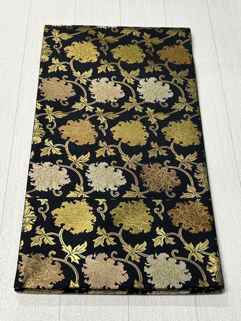 袋帯 【箔屋清兵衛】草木染 牡丹唐草 金糸 六通 - メルカリ