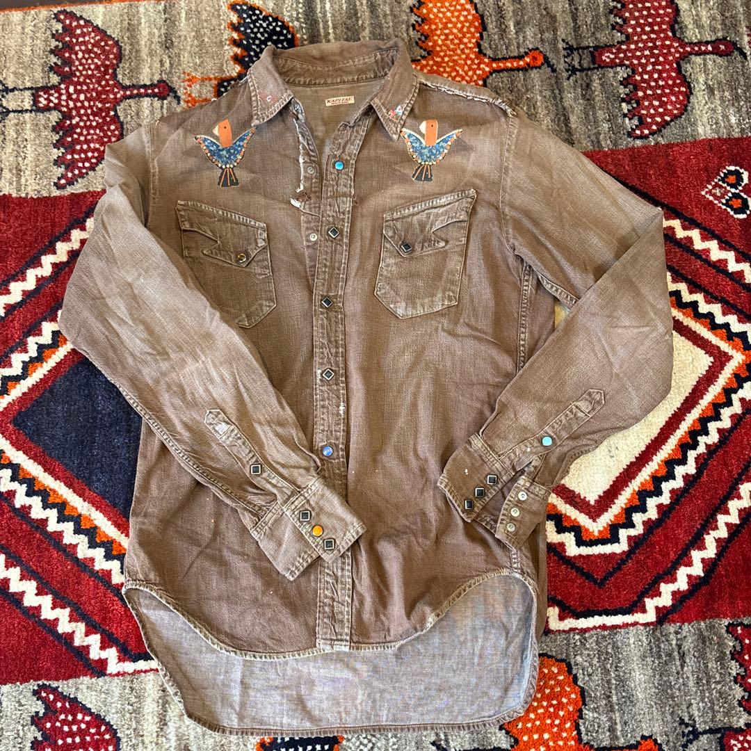 キャピタル KAPITAL ブラウン 鳥刺繍 長袖シャツ - メルカリ