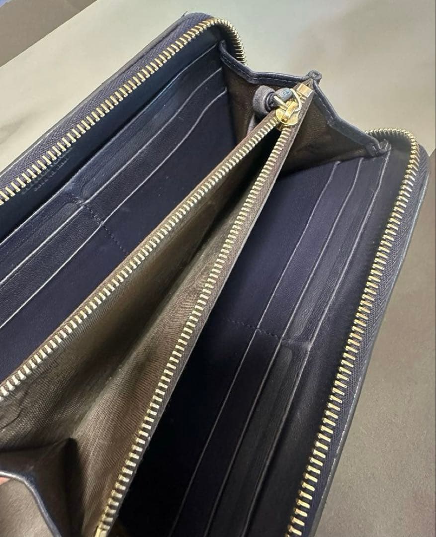 付属品付】ボッテガヴェネタ ラウンドファスナー/ラム/黒/ゴールド