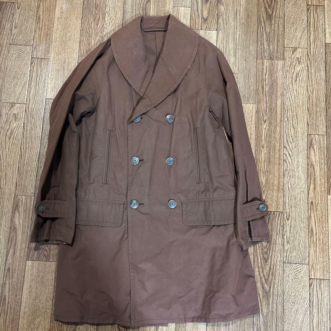 COMOLI ブラウン ダブルブレスト ステンカラーコート COMOLI ブラウン ダブルブレスト ステンカラーコート