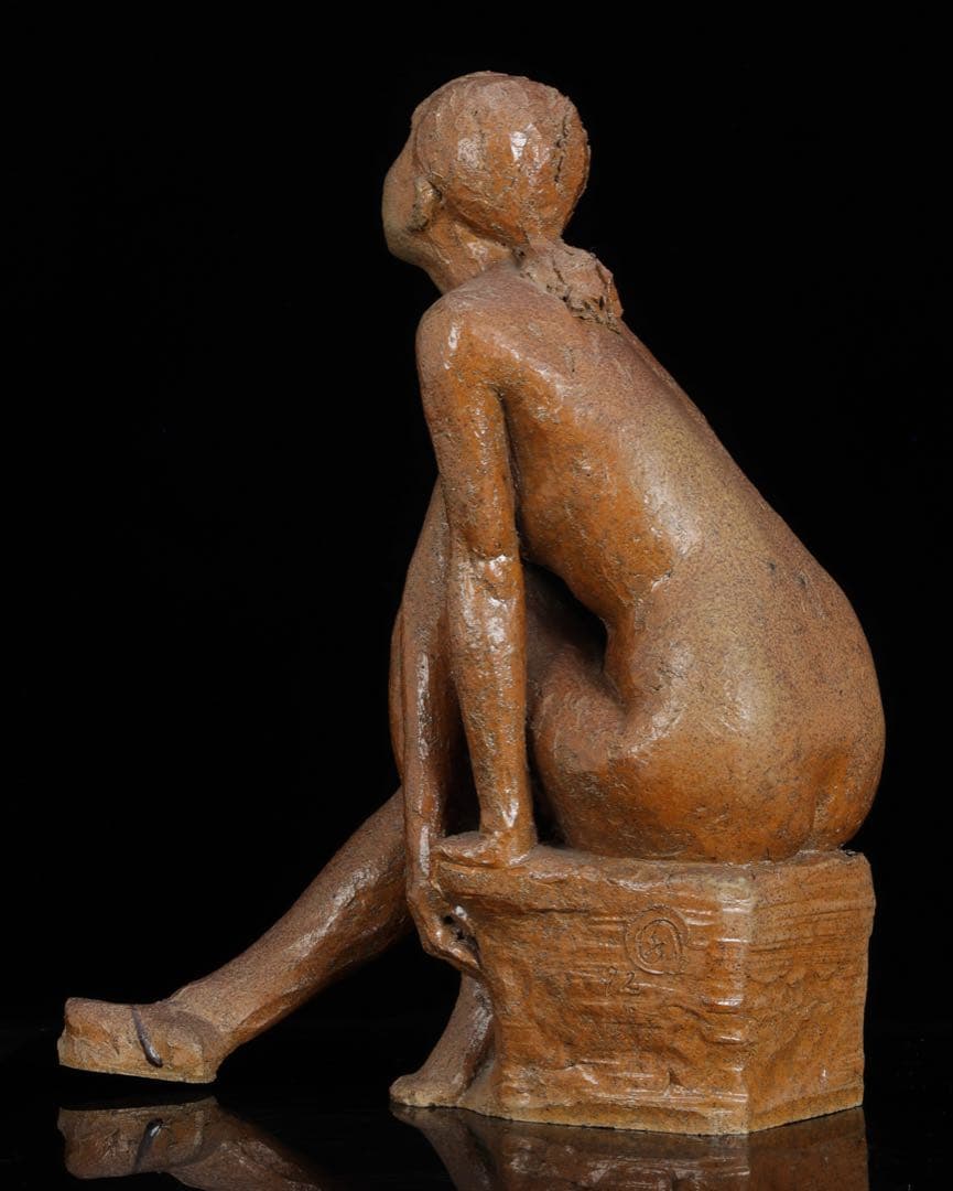 【水上守次】陶彫作品 少女像 裸婦像 在銘 栞付 女性像 彫刻 美術品 作家物