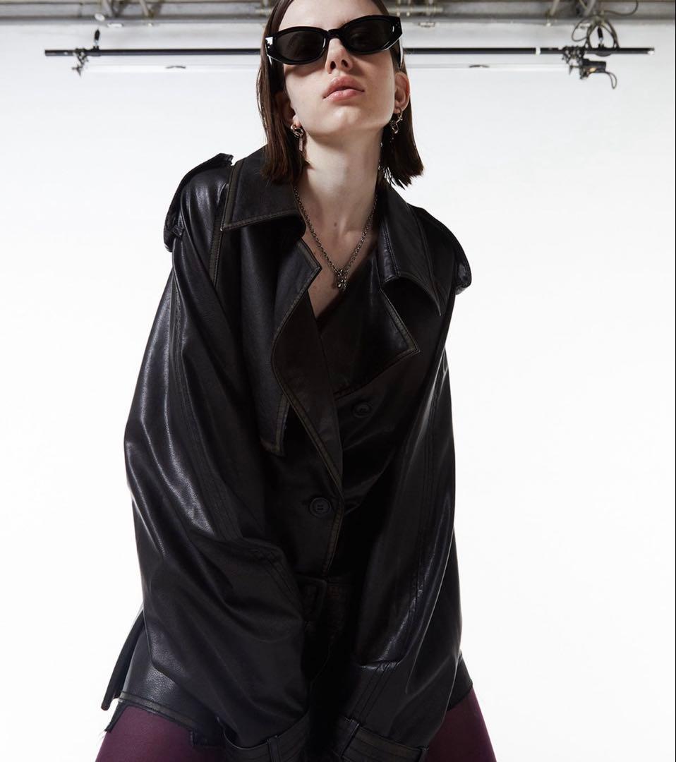 JOSE MOON レザートレンチコート - メルカリ