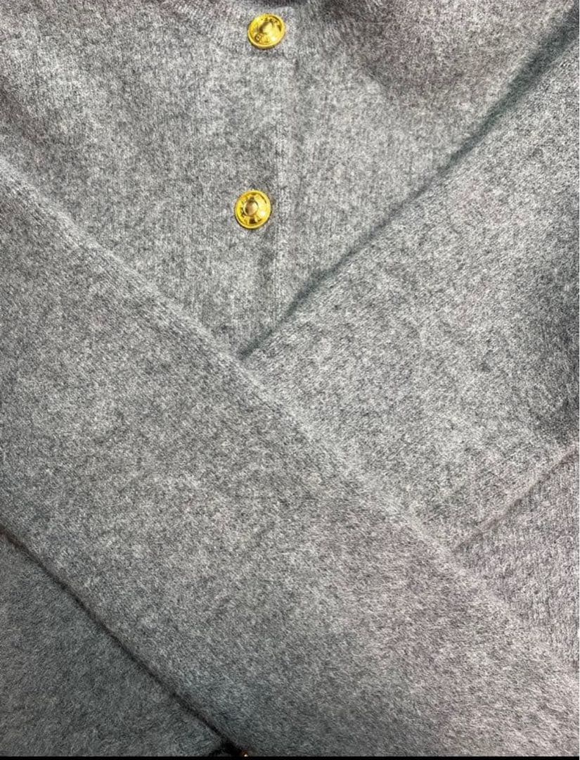 美品】anuans ラクーンブレンドノーカラーニットジャケット GLAY