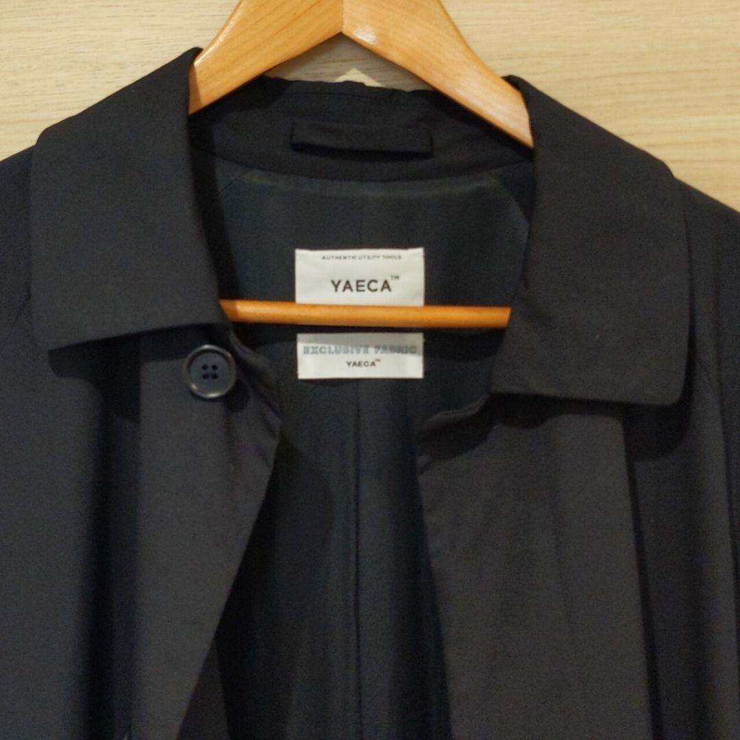 美品】定価約10万円 ヤエカ ステンカラーコート ロング ネイビー 18552