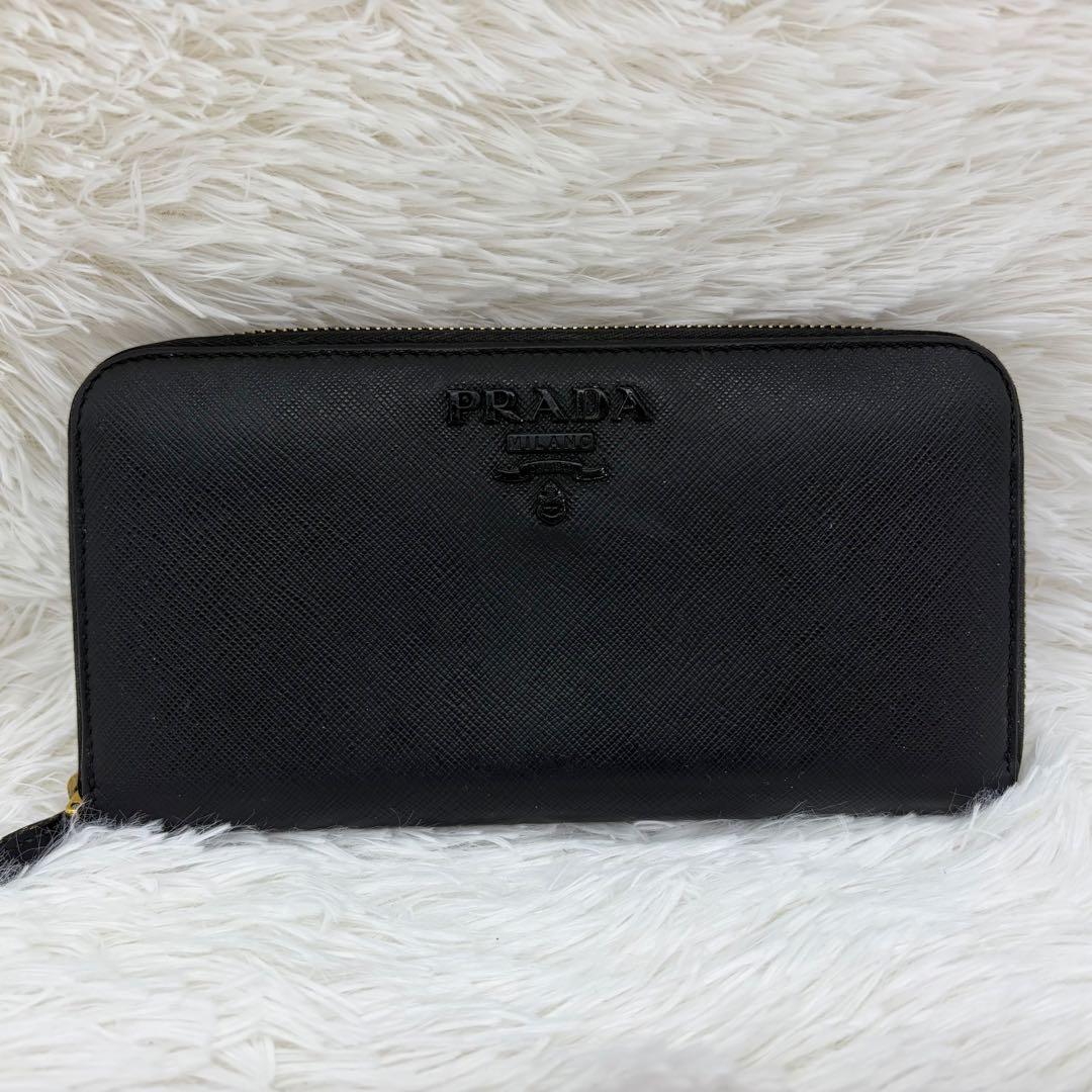 極美品✨プラダ 長財布 ラウンドファスナー シャイン サフィアーノ