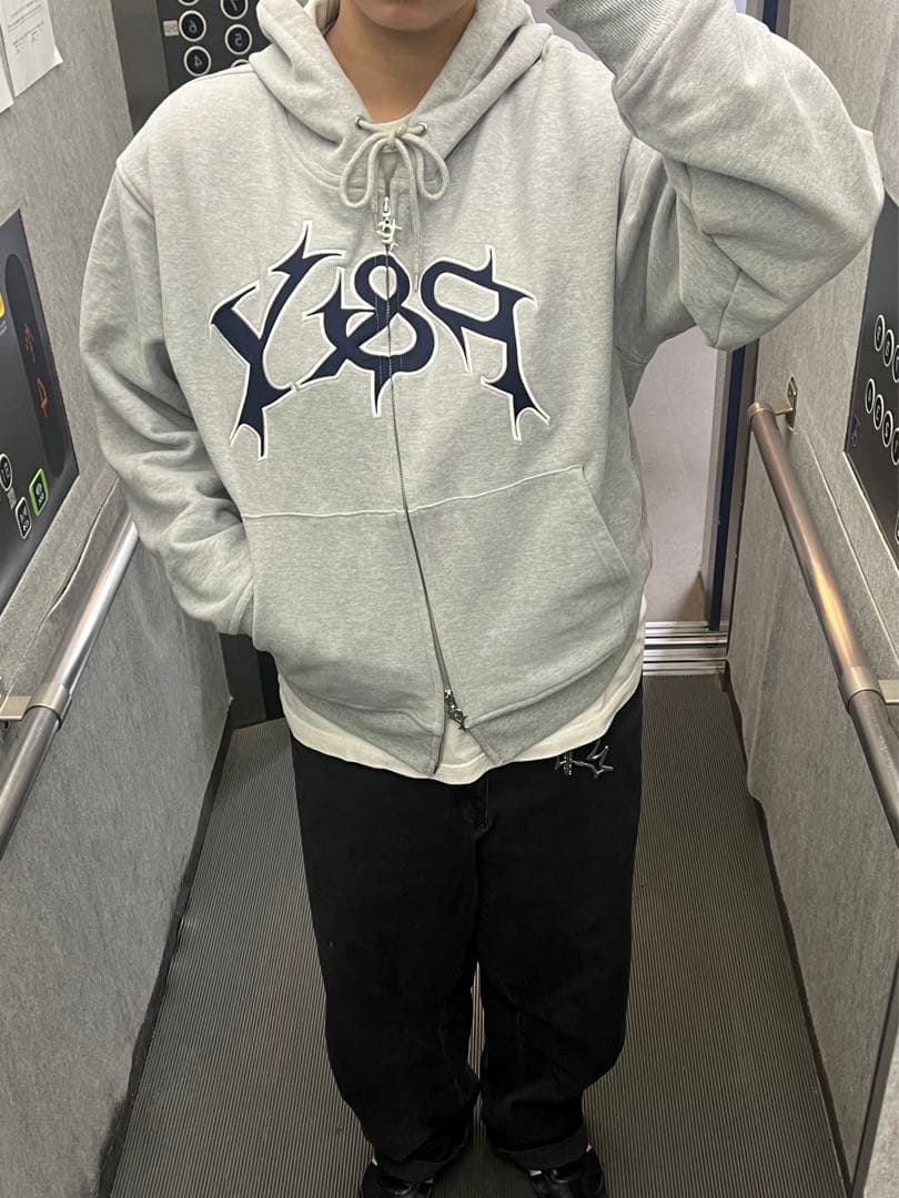 P&Y ジップパーカー グレー punkandyo パンクアンドヨー フーディ