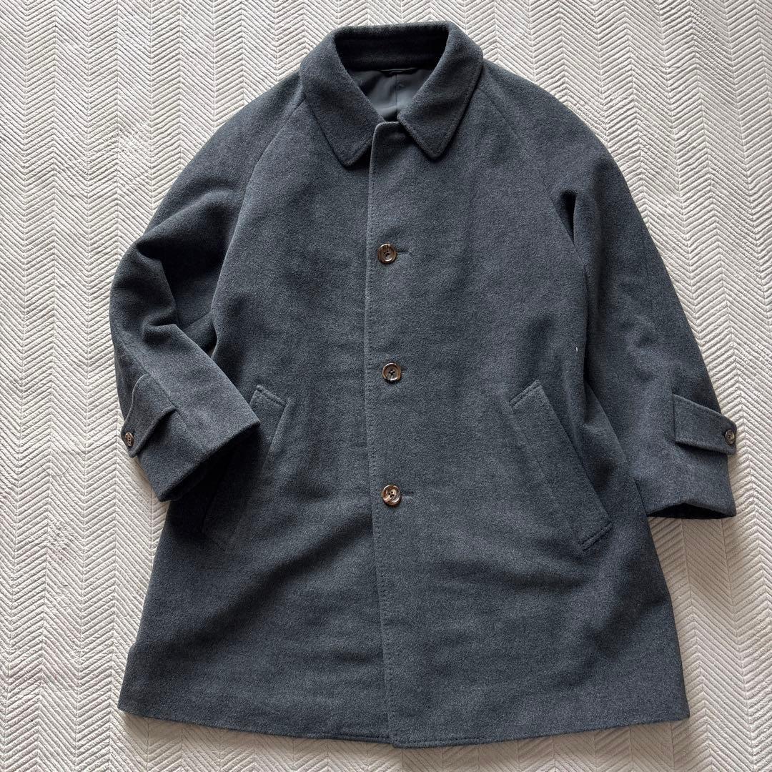 美品【アンゴラ70%】アクアスキュータム　ウールコートM　灰　膝丈　裏ロゴ総柄 ROVER（2204551701） | Aquascutum (Men)/アクア