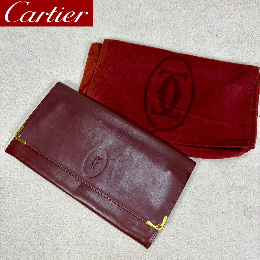 美品✨】カルティエ マストライン クラッチバッグ ワインレッド