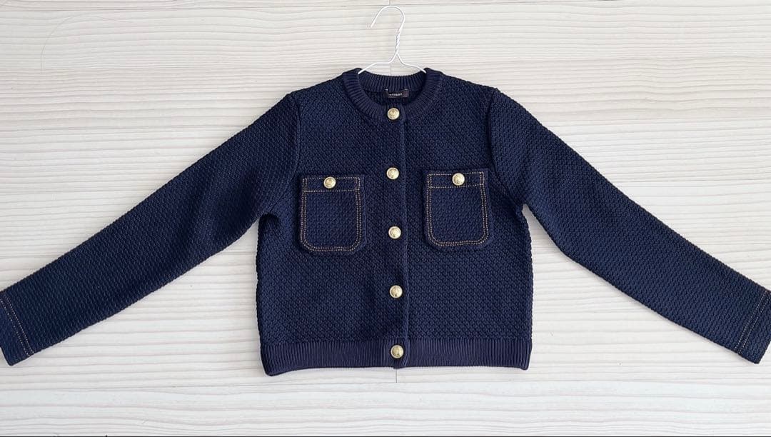 《未使用タグ付き》　アニュアンス ネイビー ノーカラージャケット Sサイズ