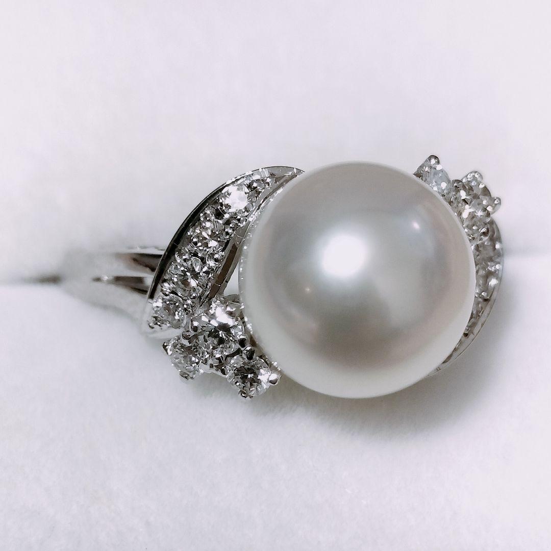 ミキモト ダイヤモンド×パール リング Pt950 9.2mm 6.0g