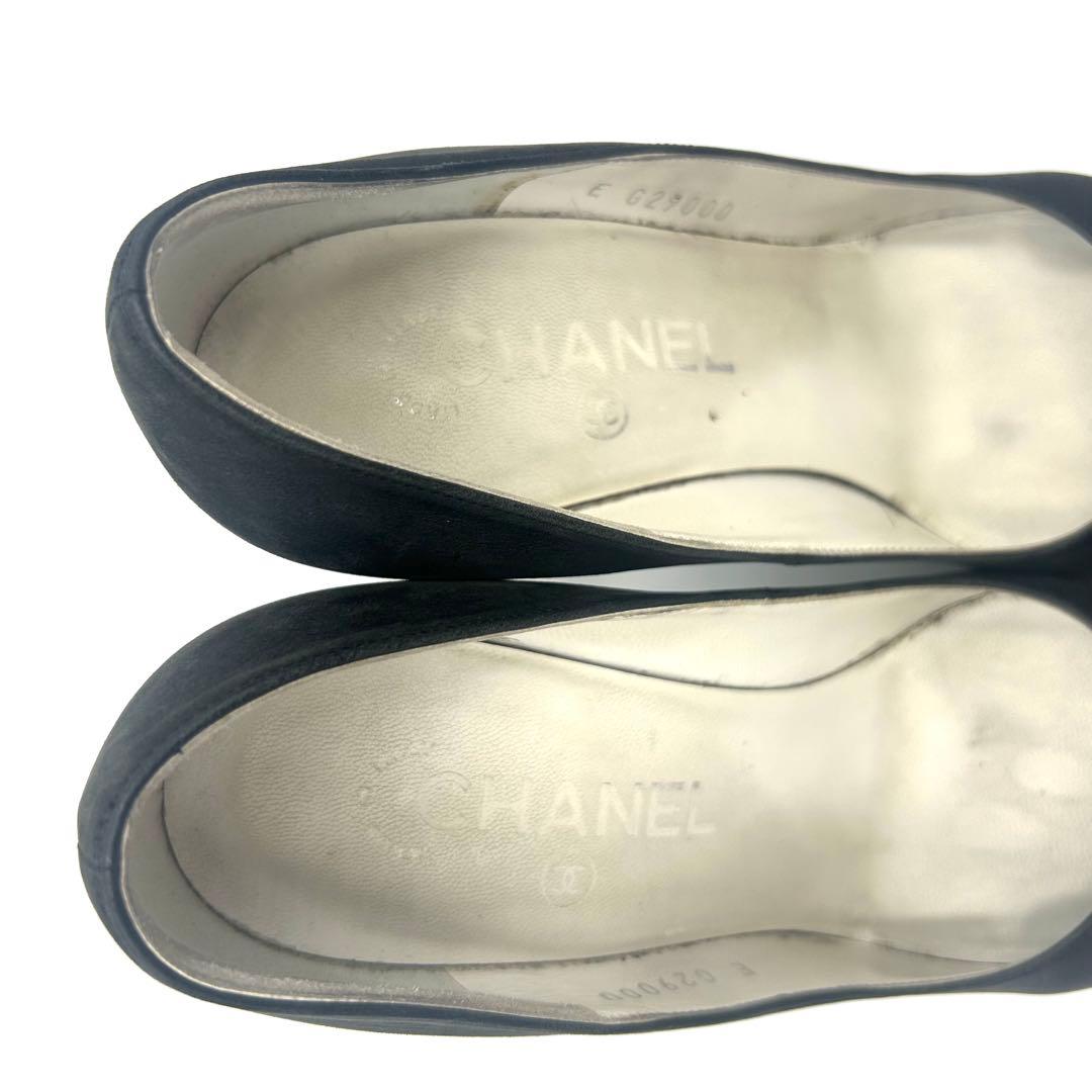 CHANEL シャネル パンプス ココマーク チェーン ブラック 23.5cm