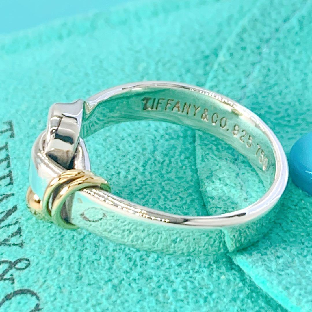 美品 ティファニー フック & アイ リング 約10号 シルバー925 k18