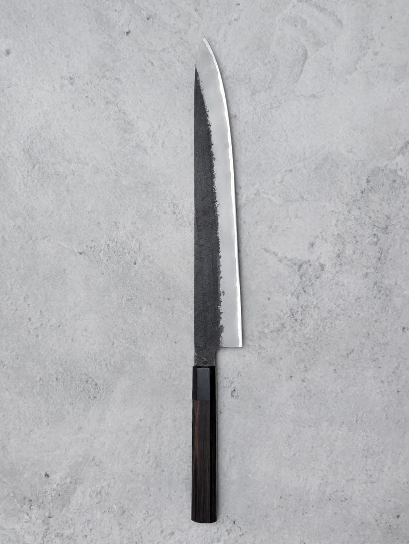 日野浦睦 Hinoura 黒打 梨地 青紙スーパー 筋引包丁 270mm - メルカリ