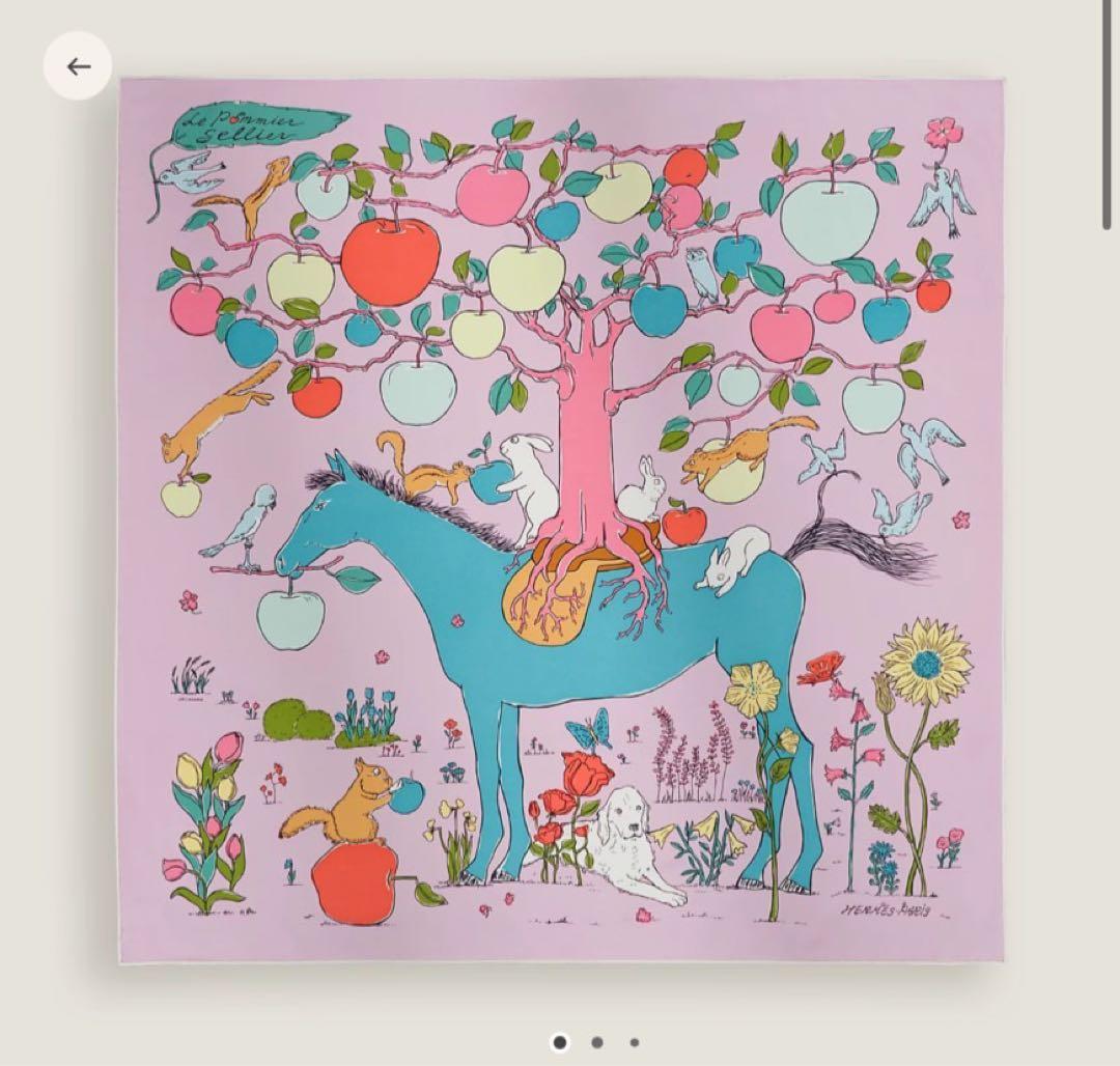 お値下げ！新品エルメス 2026SS カレ90 ル・ポミエ・セリエ　HERMES 2026ss エルメス カレ90 ル・ポミエ・セリエ 白黒 河原伸介 新品未使用