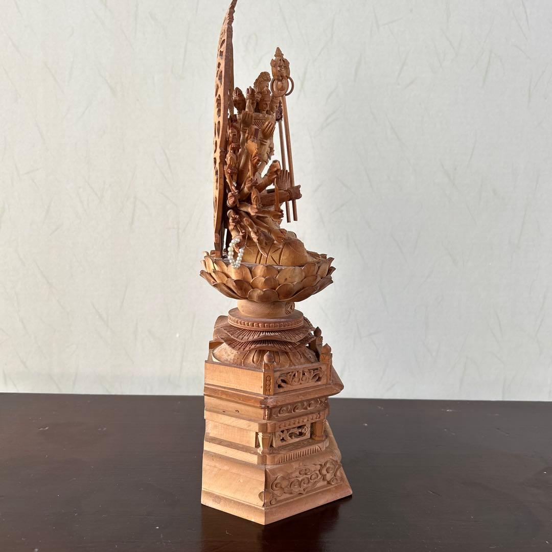 土日値下中】千手観音像 木彫り 仏像 骨董品 - メルカリ