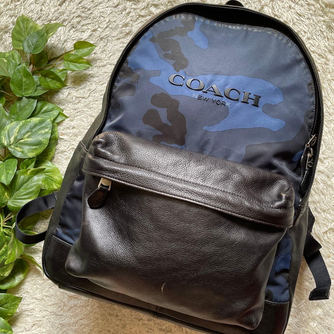 COACH コーチ F71755 迷彩 リュック ナイロン レザー メンズ - メルカリ