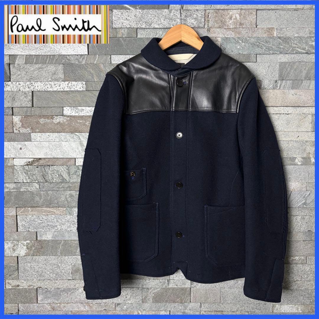 Paul Smith ポールスミス　レザー切替　カシミヤ混　ウールジャケット メンズ ジャケット ｜ポール・スミス