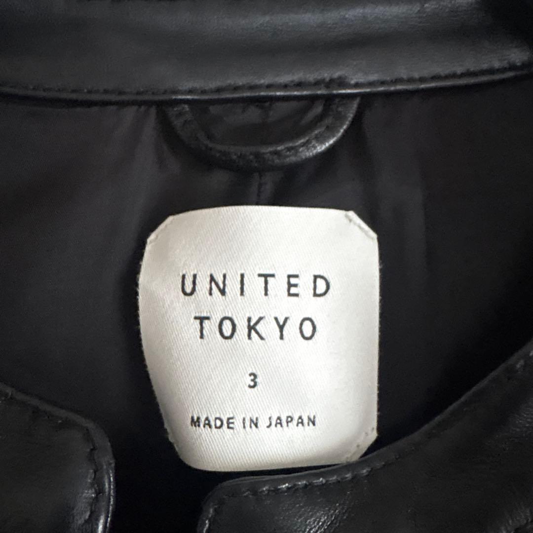 UNITED TOKYO ブラックレザーシングルライダースジャケット サイズ3