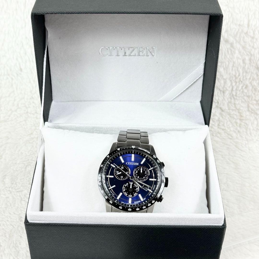 極美品】シチズン ラウンドクロノエコドライブ BL5496-96L ブルー