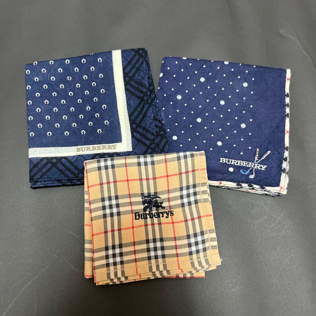 used Burberrys チェック柄ハンカチ 3点セット - メルカリ