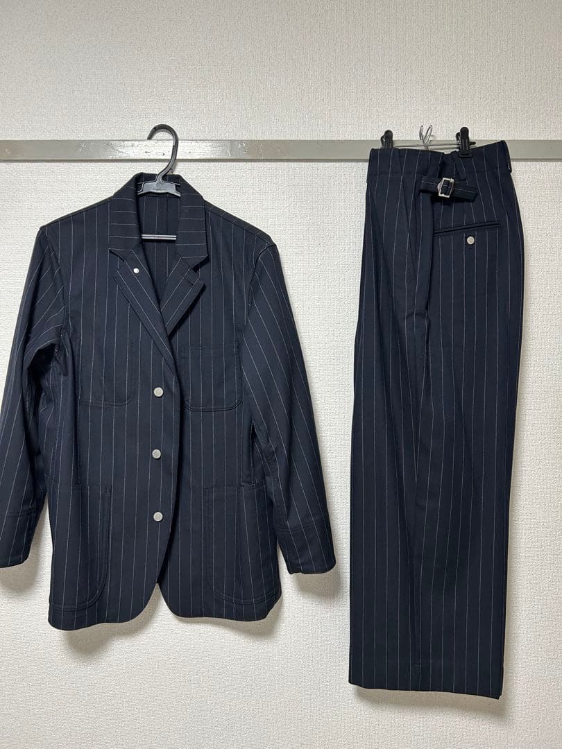 未使用beautiful people×GUセットアップ紺 ストライプ GU and beautiful people】着るだけでサマ見え！真面目すぎない