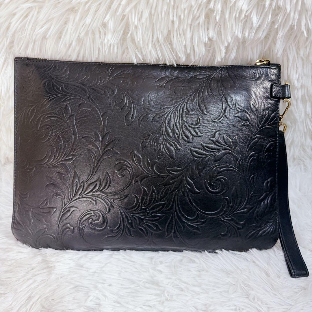 VERSACE ヴェルサーチ メデューサ エンボス レザー クラッチ バッグ