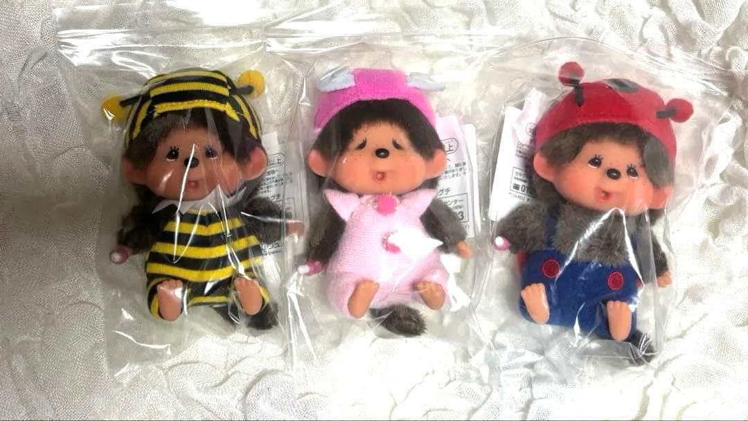 新品タグ付き　モンチッチ　顔でか　SS てんとう虫　ミツバチ　ちょうちょ 📣新商品告知！ 「モンチッチ 顔でかSSキーチェーン てんとう虫