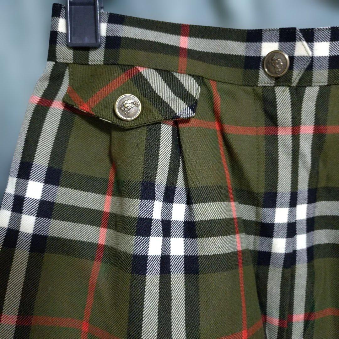 バーバリーチェック柄キュロットスカート オリーブグリーン系 - メルカリ