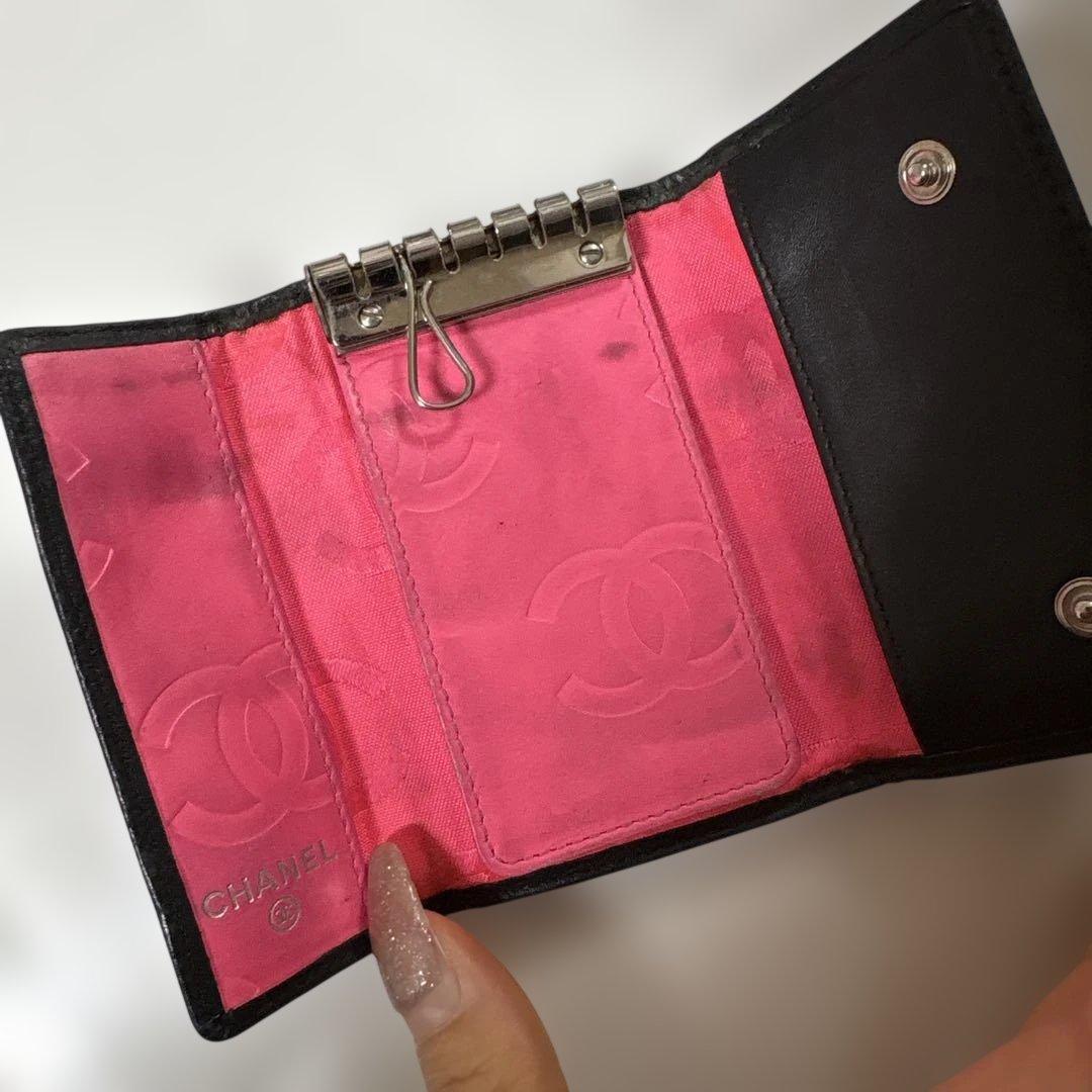 CHANEL ブラック キーケース カンボンライン ピンク - メルカリ