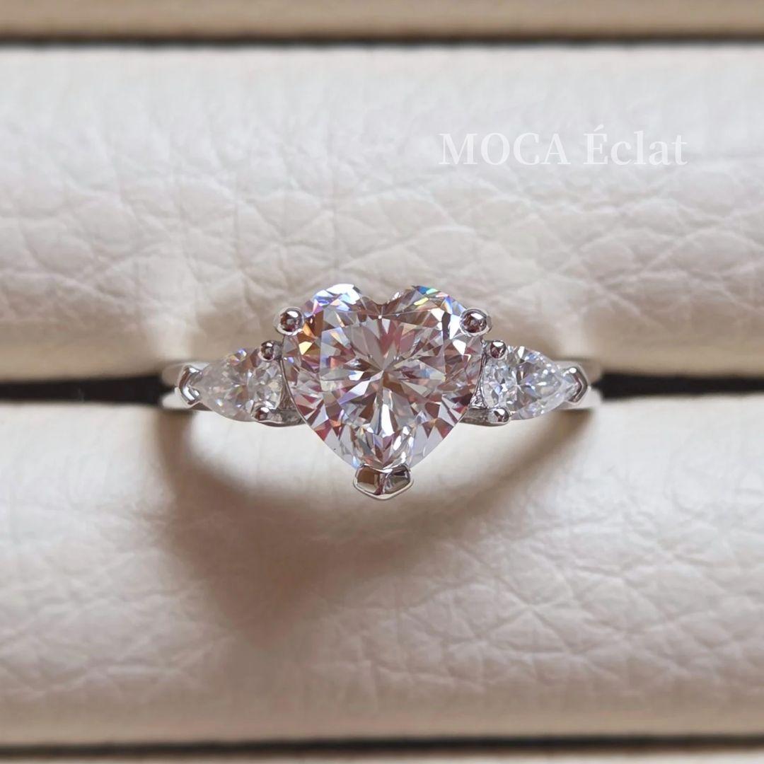 モアサナイト 2.7ct リング ハートシェイプ オールモアサナイト S925