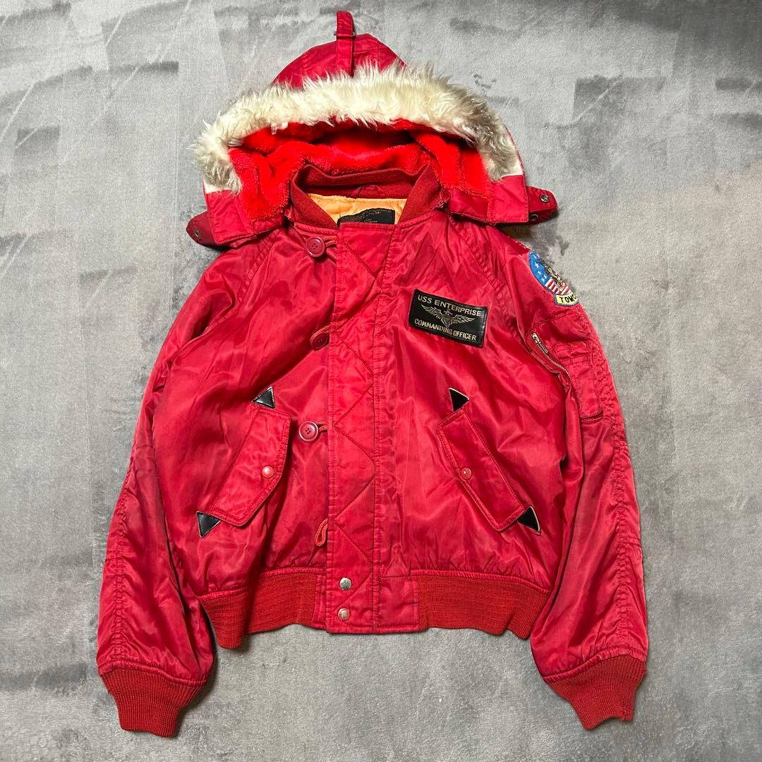 希少【N-2B】フライトジャケット ワッペン 赤 MA-1 短丈 n2b y2k