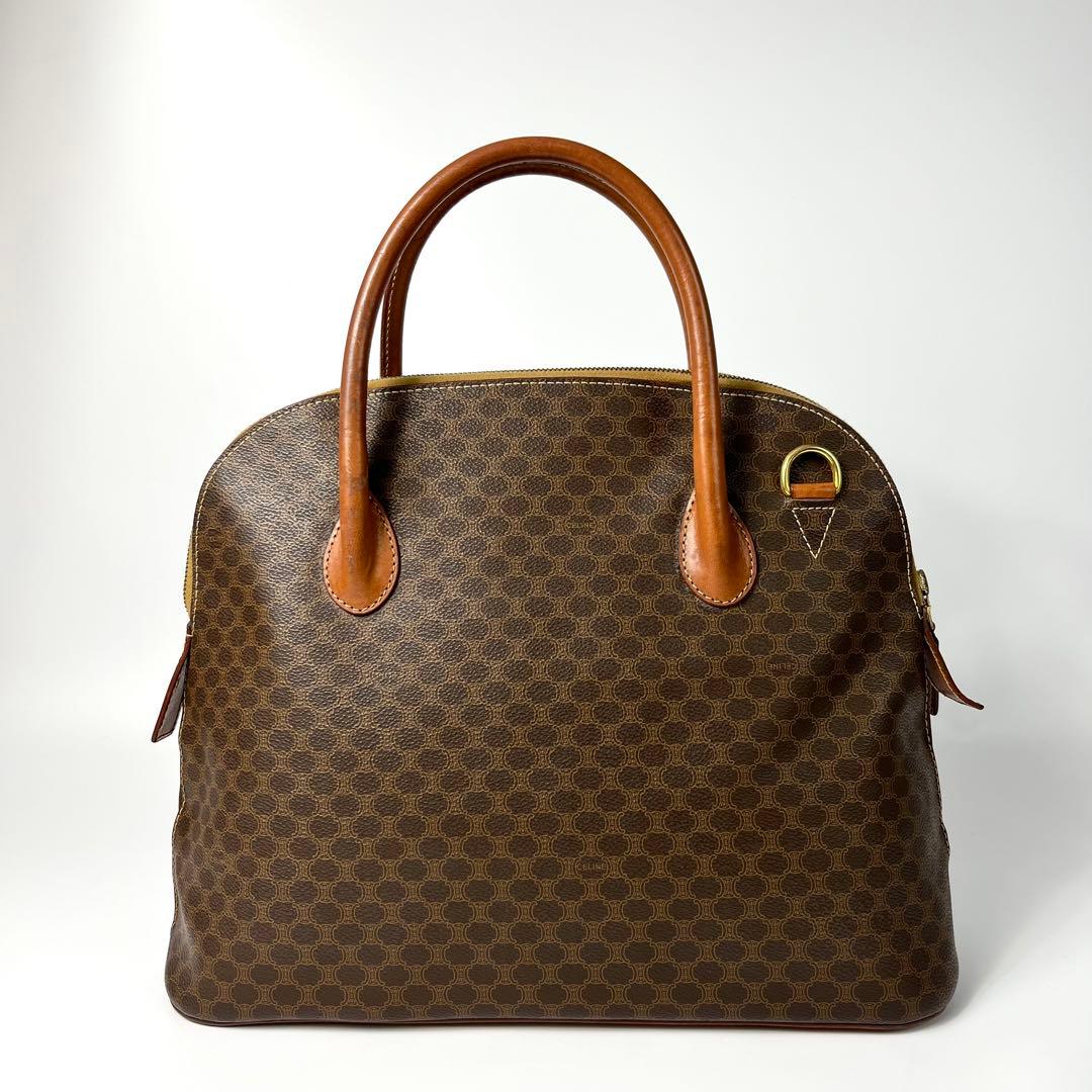 美品 セリーヌ ハンドバッグ マカダム トリオンフ ブラゾン レザー