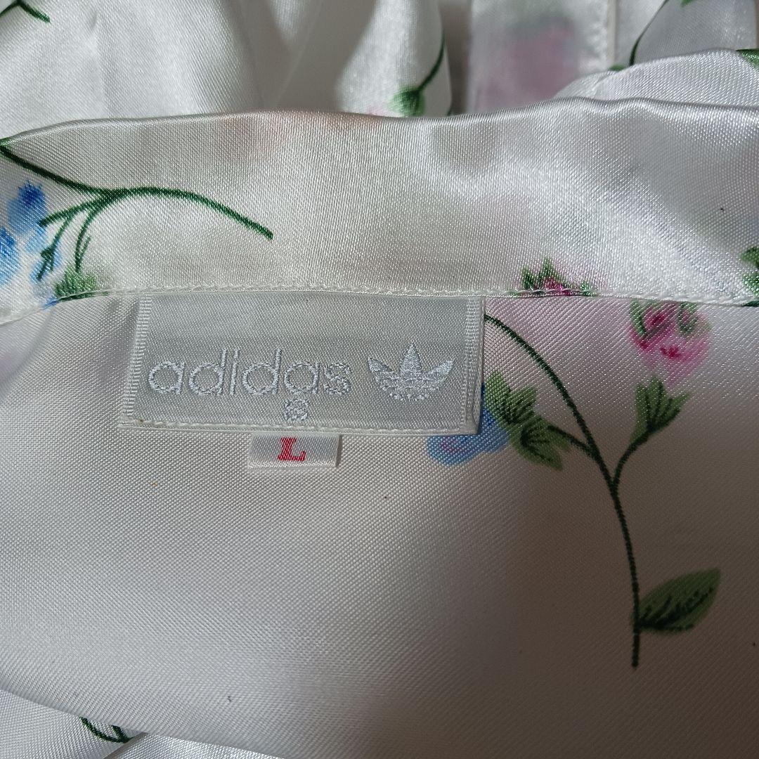 adidas 花柄サテンパジャマ ルームウェア シルク100% アディダス