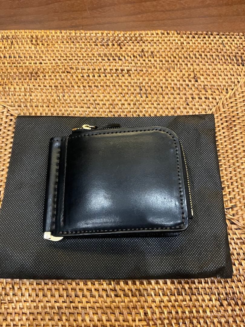小物 PREBLIC THOMAS-HorweenShellCordovan Hides and Stitches — Traditional Bifold in Horween Marbled Black