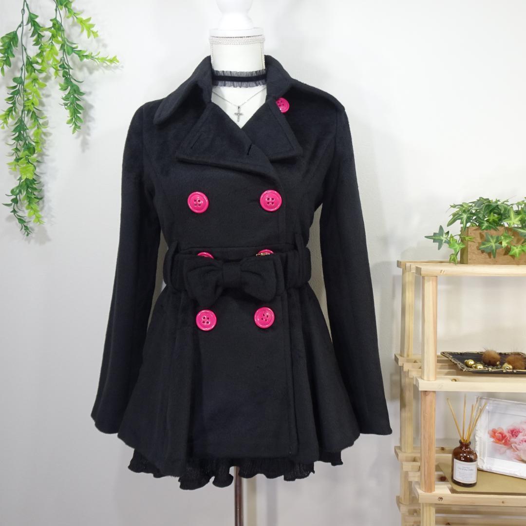 MA＊RS Sugar gloss GAL系 リボンベルトコート小悪魔ageha 襟2Wayリボンベルト付きフェイクウールトレンチコート[kz568