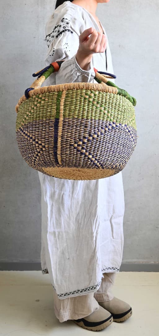 037様専用アフリカ ガーナ製/ブルキナ ボルガ バスケット/38×39cm