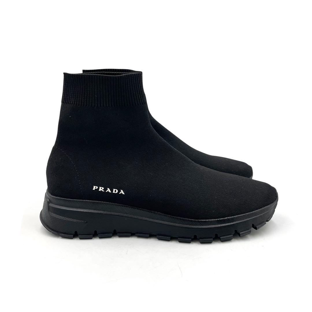 《未使用級》PRADA プラダ ソックス スニーカー ストレッチ サイドロゴ 黒