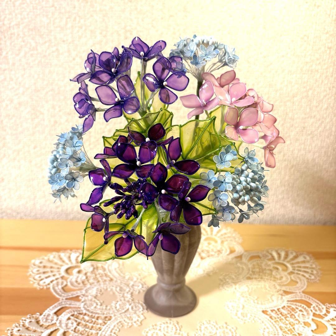 アメリカンフラワー・ディップフラワー・ディップアートの紫陽花の