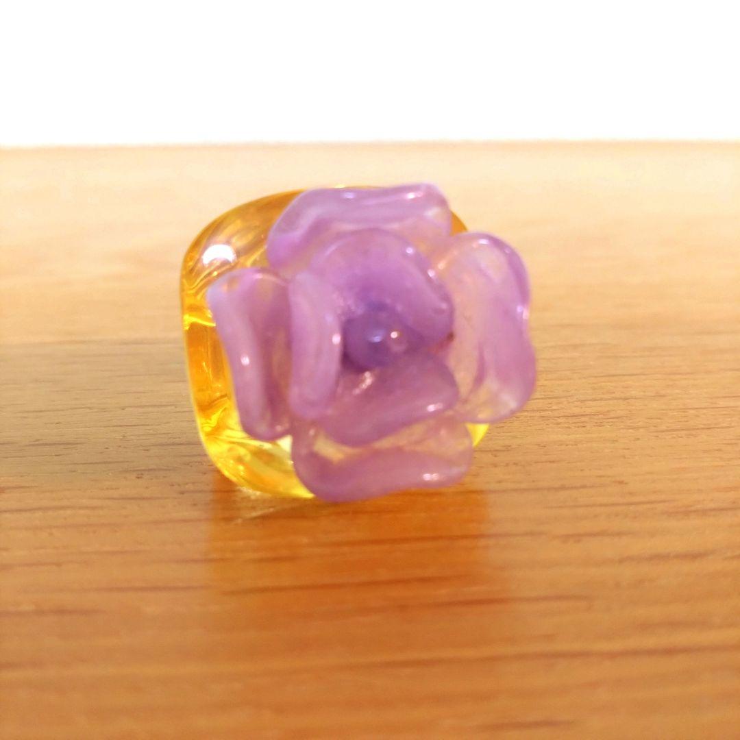 シャネル指輪　シャネルリング　紫　パープル　カメリア CHANEL シャネル カメリア アメシスト ガーネット #50 リング・指輪