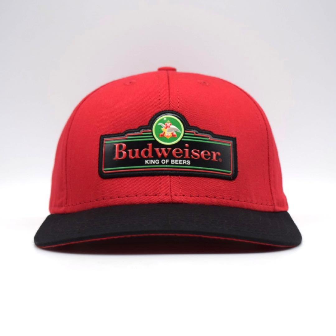 90s USA製 バドワイザー ビール 企業 刺繍 キャップ ビンテージ レッド