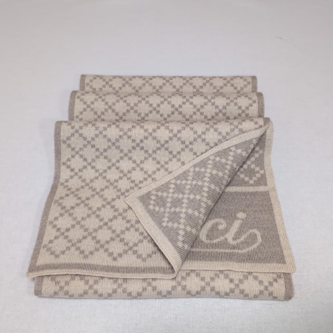 グッチ マフラー 180×24.5cm ウール100% ライトベージュ13A