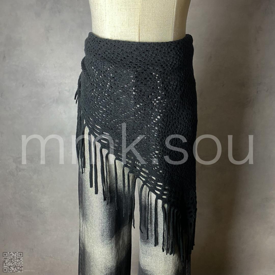 腰巻きストール グランジ アーカイブ y2k 00s ブラック フリンジ