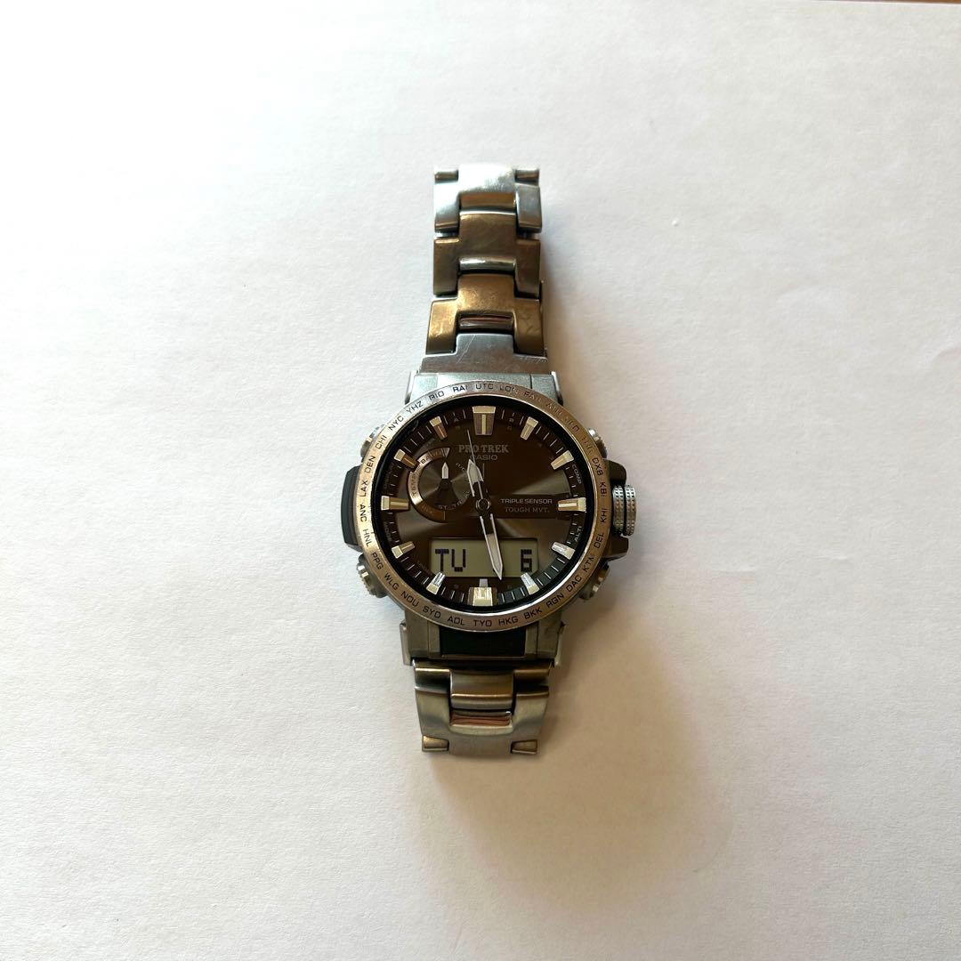 CASIO PRO TREK 電波ソーラー 腕時計 チタン マルチバンド6 PRO TREK プロトレック クライマーライン デジタルモデル PRW-35Y-2JF