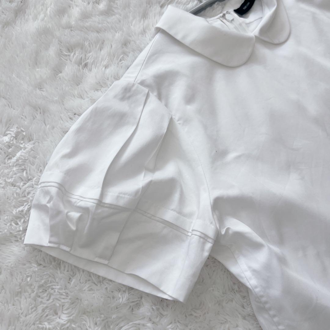 美品】ヨーコチャン ラウンドカラー ホワイト パフスリーブ シャツ 36