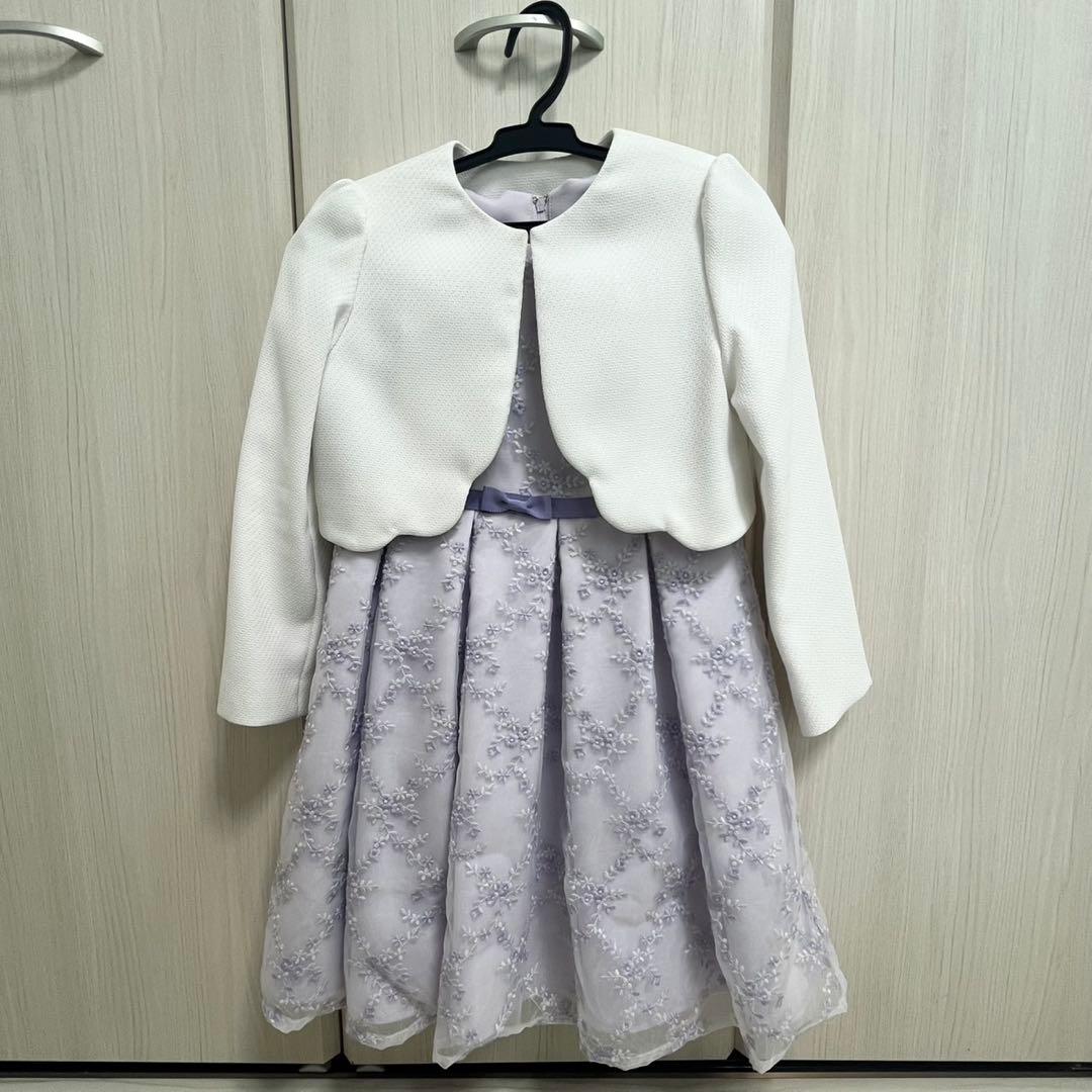 petit main薄紫のフラワー刺繍ドレスとカーディガン セール】 花刺繍入りカーディガン（チャコールグレー/ピンク/ベージュ