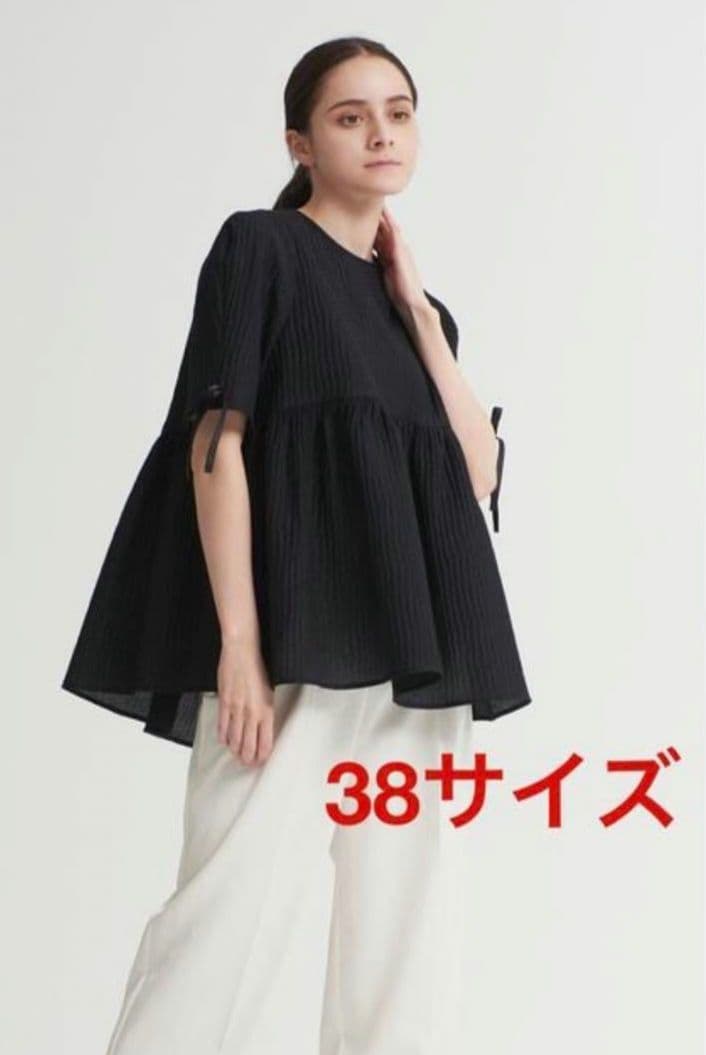 ヨリyori フクレフレアブラウスブラック38